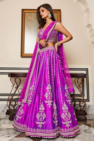 Aadab Lehenga Set - Vivid Violet